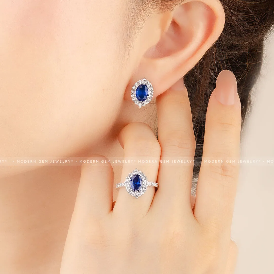 Vintage-Inspired Sapphire & Diamonds Earrings