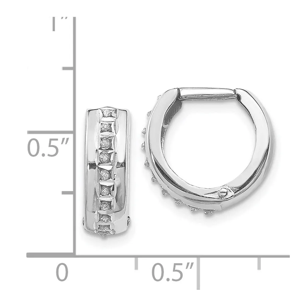 White Gold Diamond Fascination Round Huggy Hoop Earrings - Model DF140