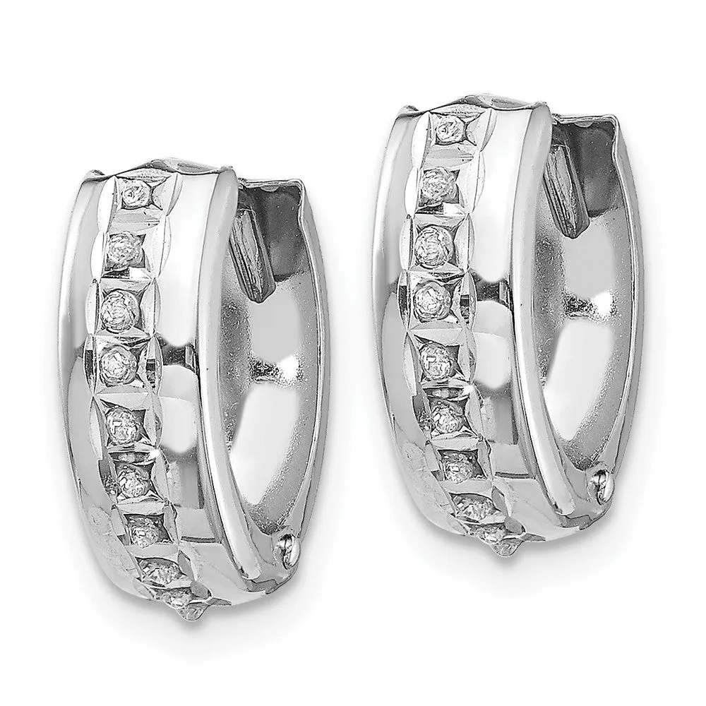 White Gold Diamond Fascination Round Huggy Hoop Earrings - Model DF140