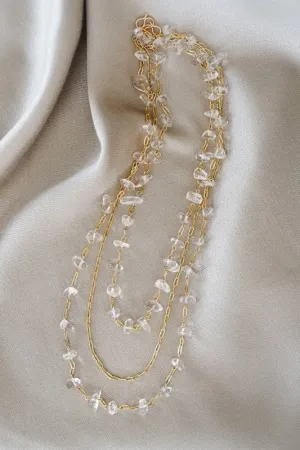 Xander Kostroma -Clear Quartz Waterfall Necklace –14ct Gold-Plated, Master Healer Stone, Energy Amplifier -Perfect for those seeking balance, energy & elegance