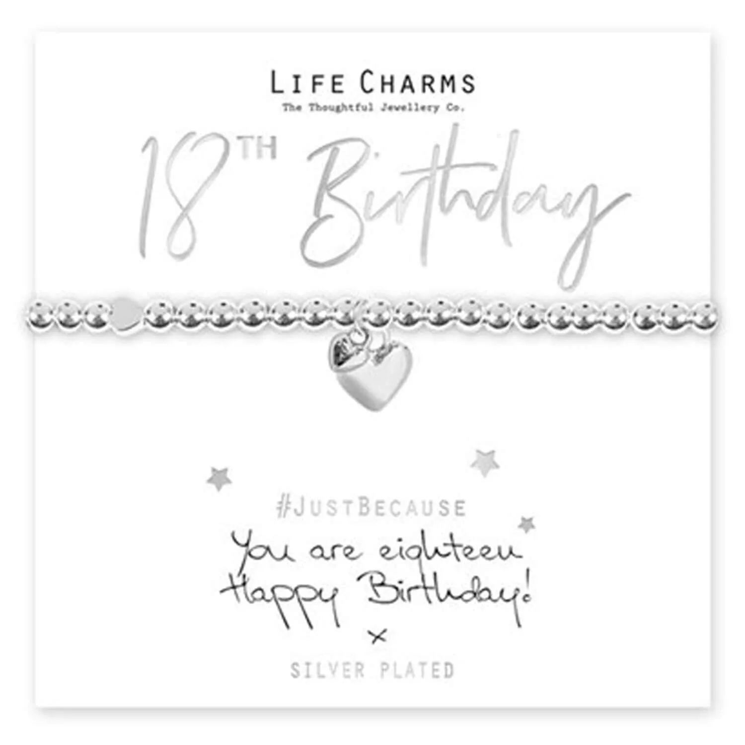 You Are 18 Puff Heart Bracelet - Silver